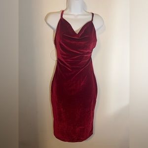 Velvet burgundy, cow neck dress